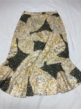 Greylin Ruffled Patchwork High-Low Midi Skirt. Size M NWOT